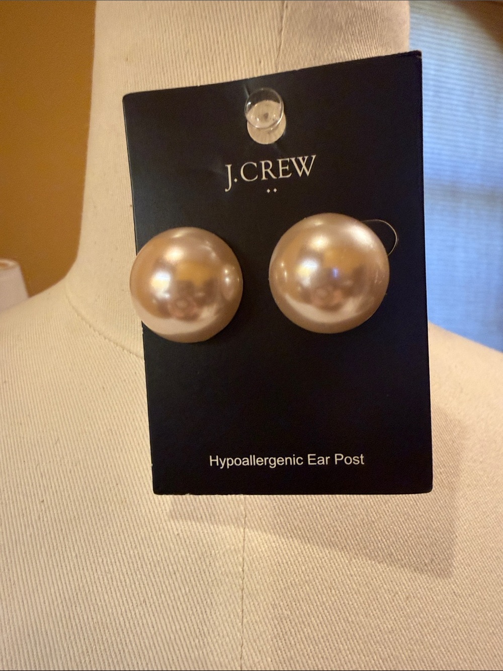 J. Crew Factory Large Champagne Pearl Dome Stud Earrings